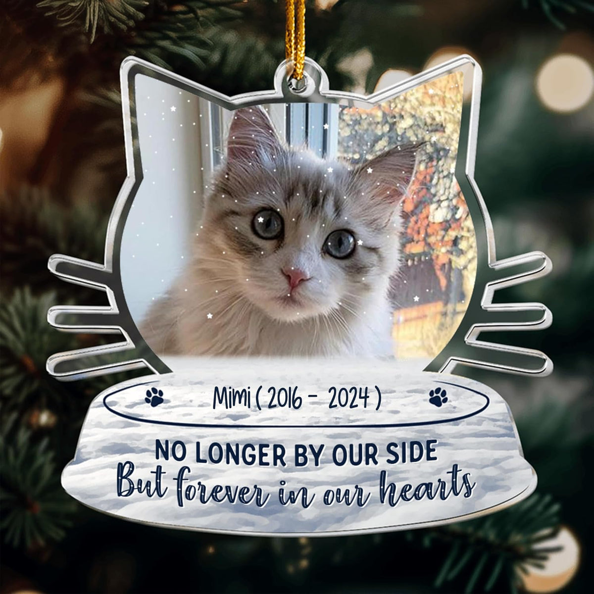 Acrylic Ornament, Forever in My Heart - Personalized Pet Memorial Photo Ornament, Custom Pet Memorial Keepsake, Perfect Christmas Memorial Gift for Pet Lovers, Dog Mom, Cat Mom (Loss of Cat)