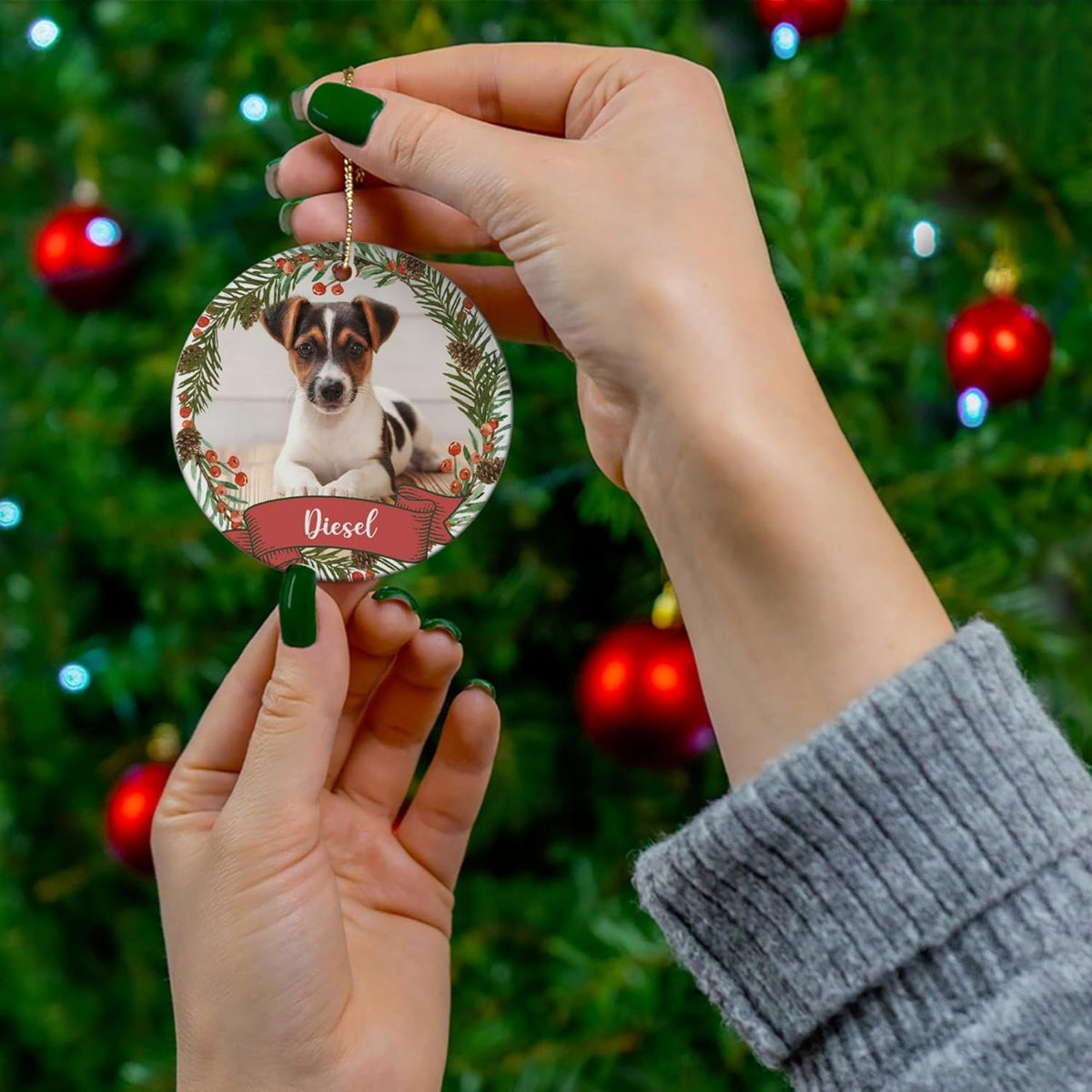 Personalized Dog Christmas Ornaments, Custom Photo Name for Christmas Trees, Dog First Christmas Ornaments, Best Gifts for Dog Lovers, Pet Lovers