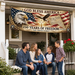 Personalized America 250th Anniversary Banner, Custom Family Name Patriotic Sign, 1776-2026 Yard Outdoor, American Anniversary Decor for Independence, July 4th Decor, 250th Birthday Party