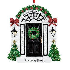 Personalized New Home Christmas Ornament 2025 | Black Door w/Glitter Ribbon Unique Keepsake for Xmas Tree - First Year in New House, Our 1st Apartment, New Neighbor Gift | Custom Name & Year