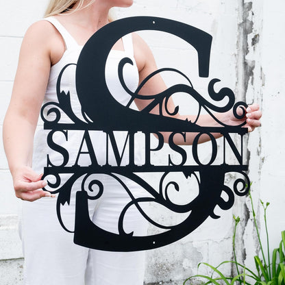 Custom Metal Name Sign | Metal Wall Art | Split Letter Monogram Wall Decor | Personalized Wedding Gift | Outdoor Sign