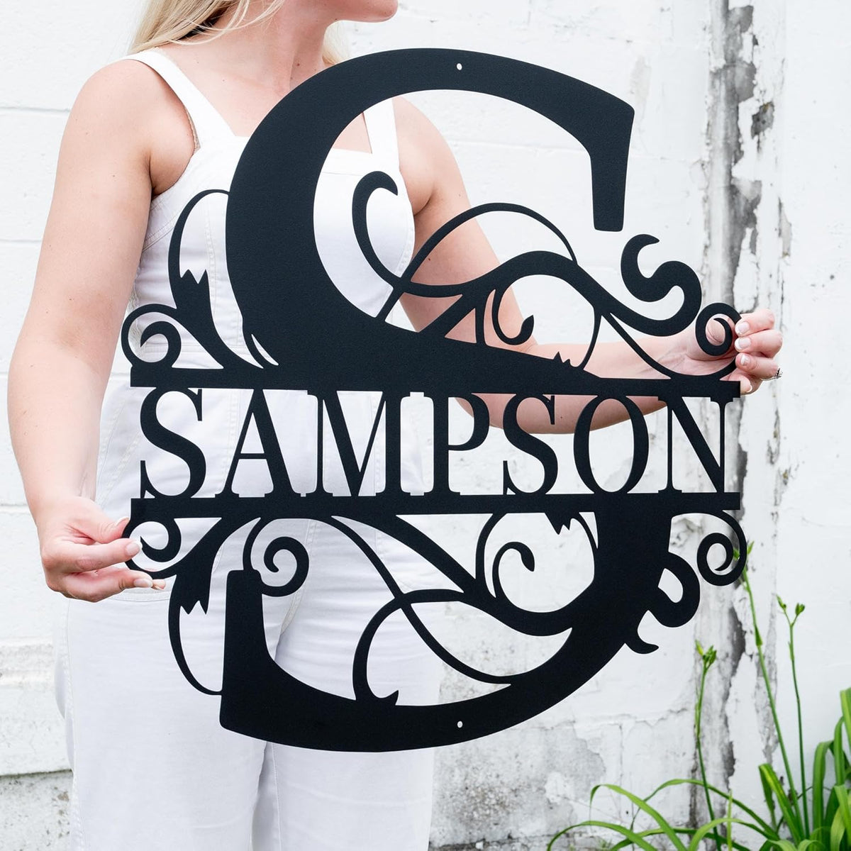 Custom Metal Name Sign | Metal Wall Art | Split Letter Monogram Wall Decor | Personalized Wedding Gift | Outdoor Sign