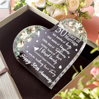 Wedding Gift for Her Years of Marriage Gift Happy Anniversary Present for Woman Acrylic Heart Marriage Keepsake for Wife Husband Girlfriend Boyfriend