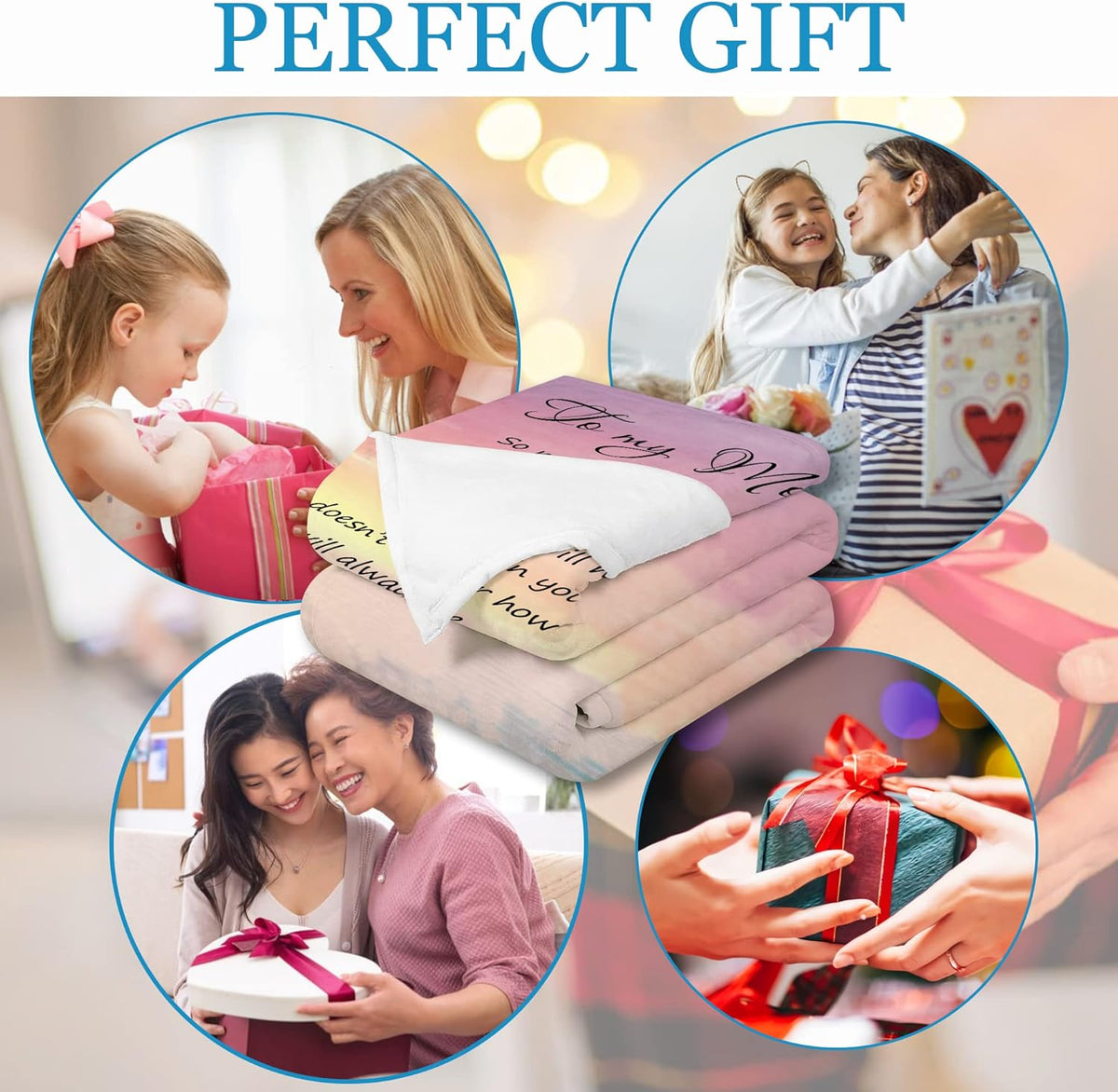 Sunset Mom Gifts for Mom from Daughter or Son to My Mom Blanket, Thoughtful Mothers Day or Birthday Gift, Cozy Present for Mother, Mama, or Mommy, Warm and Soft Blanket