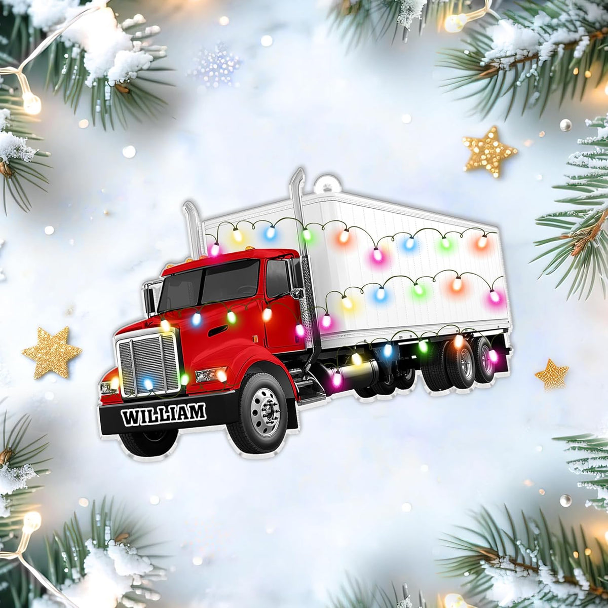 Personalized 2D Flat Truck Christmas Ornament - Gift for Driver, Dad, Men, Truck Lovers - Farmhouse Decor - Custom Acrylic Christmas Decoration