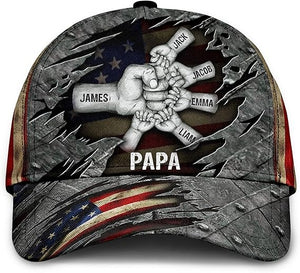 Custom Dad Hat with Kids Names, Papa Cap, New, 3D Hat, Vintage Baseball Hat, Dad Gifts, Papa Gifts