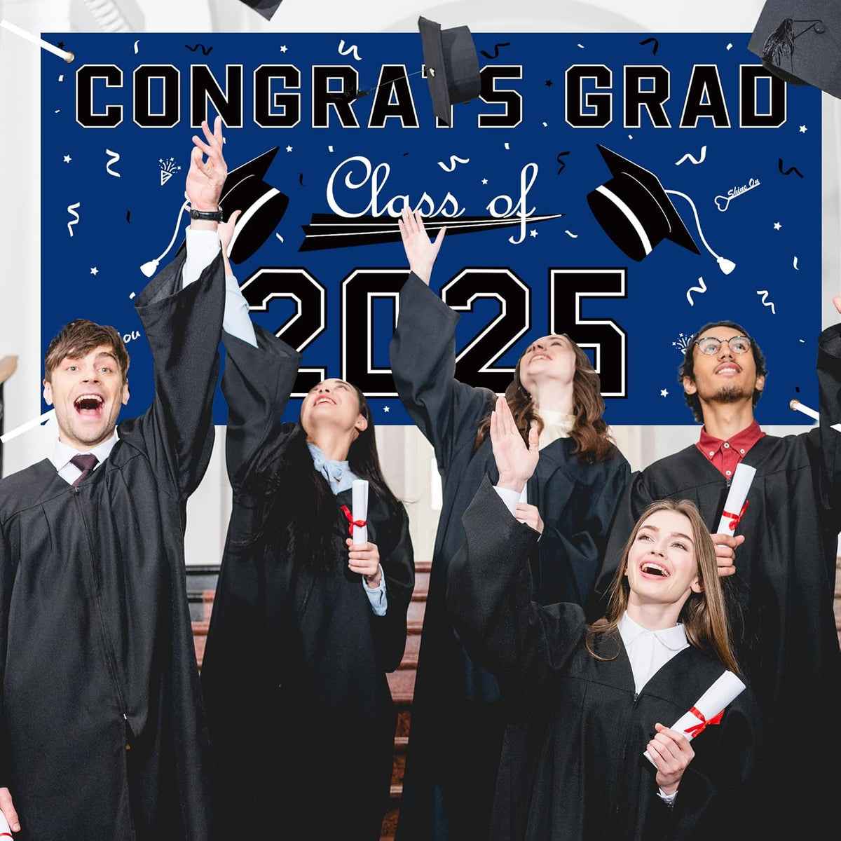 Graduation Decorations 2025 - Graduation Backdrop - Graduation Party Decorations - Congrats Grad Banner - Graduation Decorations Class of 2025,Graduation Party Favors Supplies Yard Sign