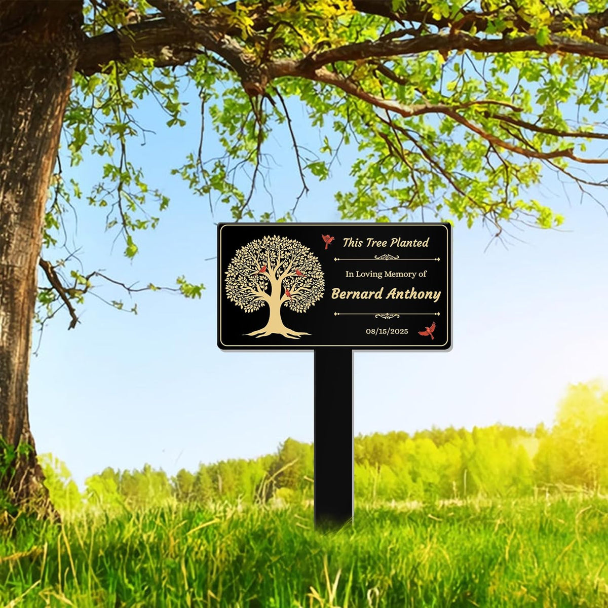 Custom Memorial Tree Sign with Stake, In Loving Memory of Loved Ones Grave Marker, Memorial Plaques for Outdoors, Remembrance Plaque Tree Memorial Garden Stake