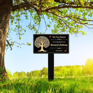 Custom Memorial Tree Sign with Stake, In Loving Memory of Loved Ones Grave Marker, Memorial Plaques for Outdoors, Remembrance Plaque Tree Memorial Garden Stake