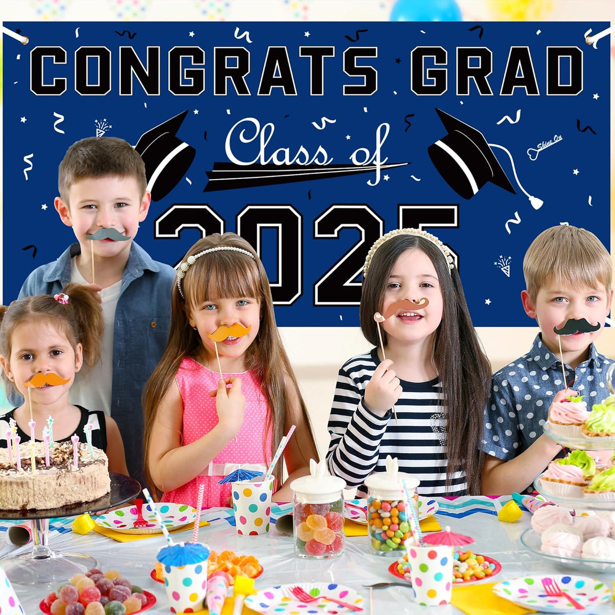 Graduation Decorations 2025 - Graduation Backdrop - Graduation Party Decorations - Congrats Grad Banner - Graduation Decorations Class of 2025,Graduation Party Favors Supplies Yard Sign