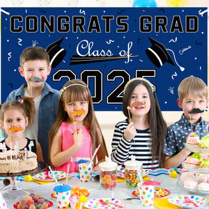 Graduation Decorations 2025 - Graduation Backdrop - Graduation Party Decorations - Congrats Grad Banner - Graduation Decorations Class of 2025,Graduation Party Favors Supplies Yard Sign