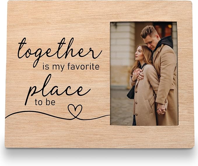 Engagement Picture Frame, Wedding Picture Frame, Engagement Gifts for Couple, Engagement Gifts for Newly, Wedding Gifts for Him Her, Black Together is My Favorite Place Photo Frame