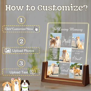 Personalized Dog Memorial Gifts, Custom Acrylic LED Night Light Pet Loss Gifts Cat Pet Memorial Gifts with Pictures, Loss of Dog Sympathy Gifts, Memorial Plaques for Dogs, Memorial Gifts for Pet Lover