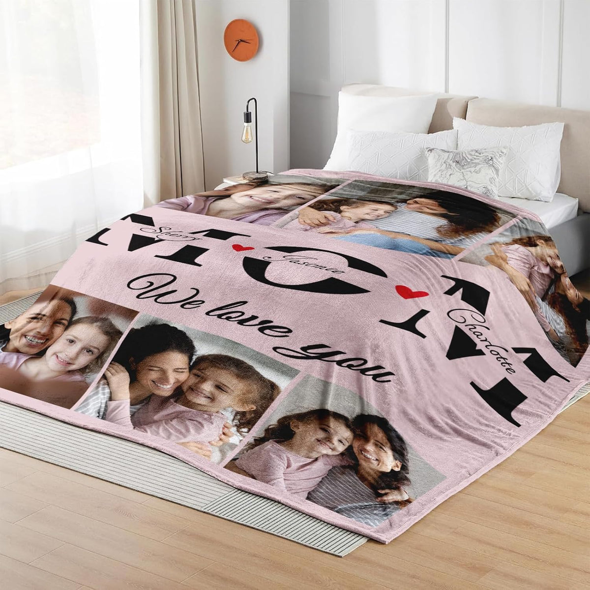 Gifts for Mothers Day - Custom Photo Blanket to Mom from Daughter Son Personalized Flannel Picture Blanket with Text Customized Mother's Day Christmas Birthday Gifts for Mom Wife Grandma Women