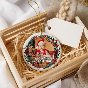 Personalized Christmas Ornaments 2025 Custom Photo Picture Text Ornament Customized Ceramic Xmas Tree Decorations for Kids Couples Family Dogs