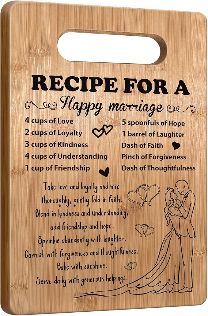 Wedding Gift for Couple 2025, Bridal Shower Gifts for Bride and Groom Engagement, Happy Marriage Cutting Board, Gifts for Wedding Shower, Newlywed Mr and Mrs Gifts Bride to Be Gifts