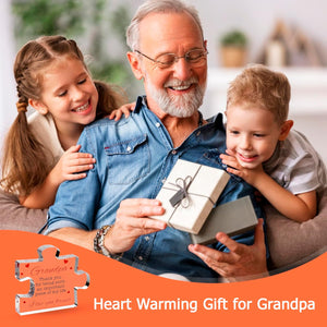Gifts for Grandpa - Engraved Acrylic Block Puzzle Gift Grandpa Birthday Fathers Day Idea Gifts Best Grandpa Ever Gifts to My Great Grandpa Christmas Father's Day Grandparents Gifts Granddad Papa Plaque