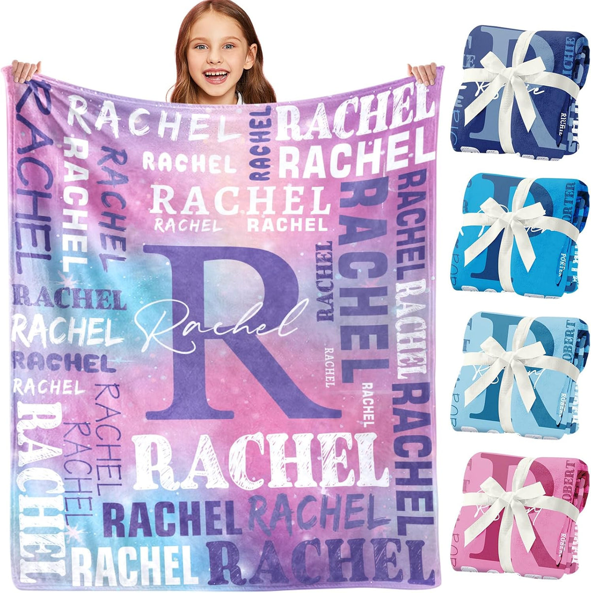 Personalized Blankets for Teen Girls Boys , Custom Blanket with Kids Names, Ultra-Soft Flannel Monogrammed Baby Throws Blankets, Customized Christmas Brithday Gifts for Adults
