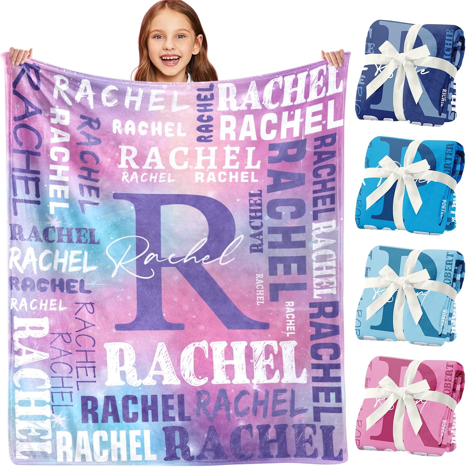 Personalized Blankets for Teen Girls Boys , Custom Blanket with Kids Names, Ultra-Soft Flannel Monogrammed Baby Throws Blankets, Customized Christmas Brithday Gifts for Adults