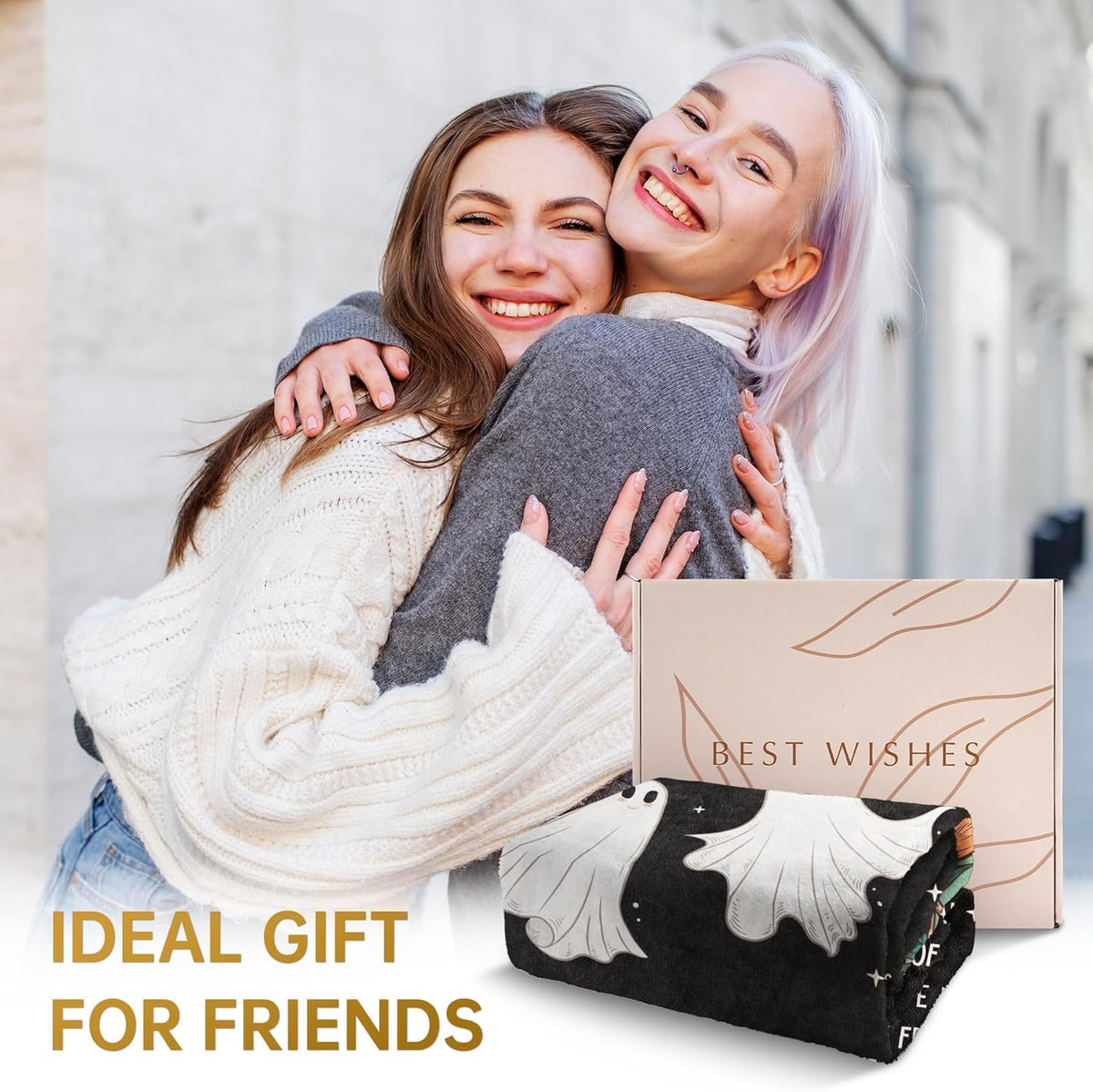 Friend Gift for Women - Funny Best Friend Friendship Birthday Mother's Day Halloween Ghost Blanket