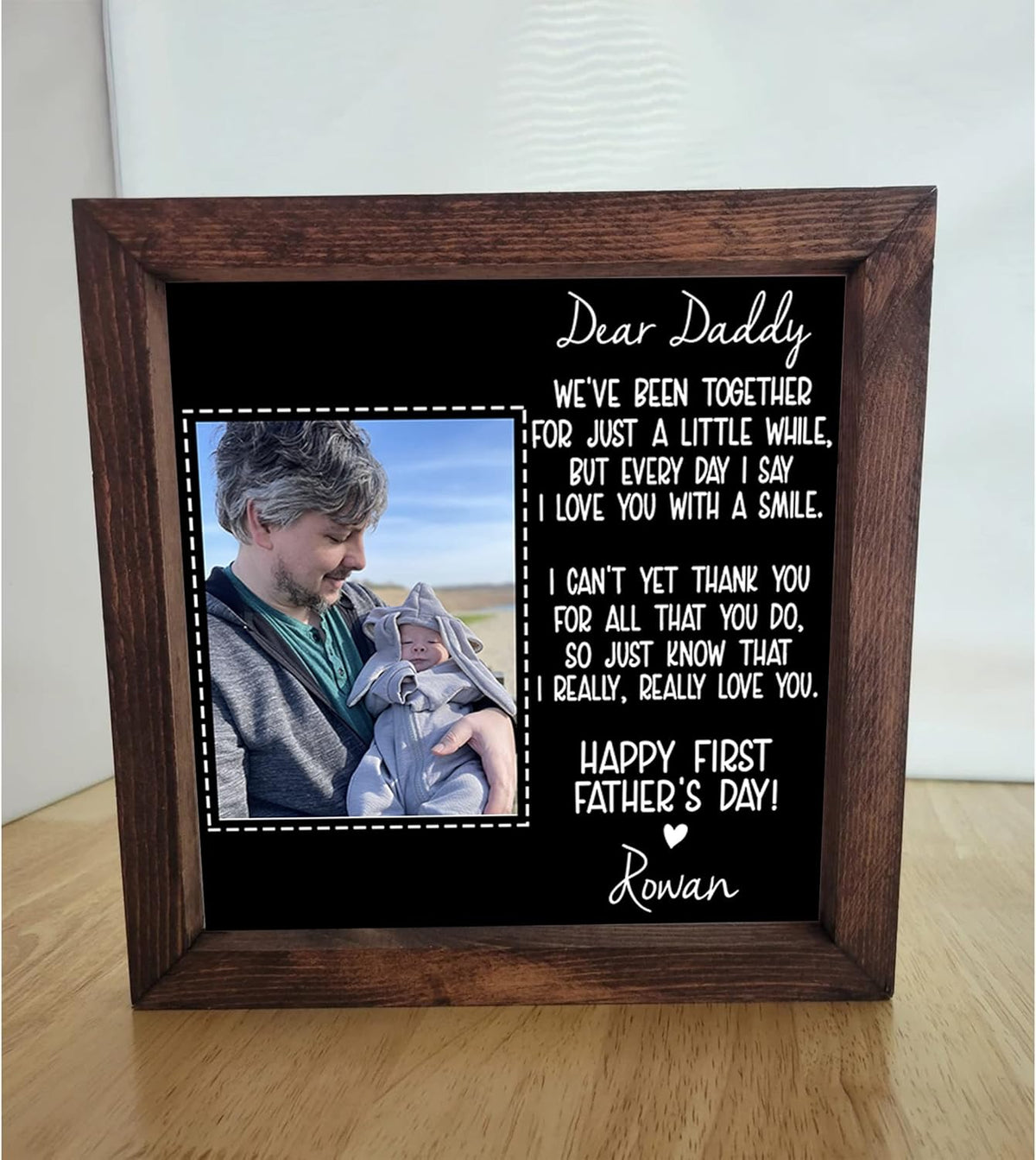 Father Gift, Dad Gift, Custom First Father's Day Picture Frame Gifts for 1st Fathers Day from Baby First Fathers Day Gift- Personalized First Father's Day 2025 Wood Sign Frame , Fathers Day For Daddy