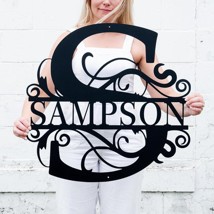 Custom Metal Name Sign | Metal Wall Art | Split Letter Monogram Wall Decor | Personalized Wedding Gift | Outdoor Sign
