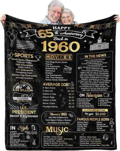 50th Anniversary Wedding Blanket Gifts Gift for 50th Wedding Anniversary Golden 50 Years of Marriage Gifts for Couple Wife Husband Dad Mom Parents Back in 1975 Blanket