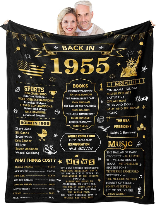 70th Birthday Gifts for Women, 70th Birthday Gifts for Men, Birthday Gifts for 70 Year Olds, Best 80 Year Old Birthday Gifts for Men Women, 1955 Birthday Gifts, Happy 70th Birthday Blanket
