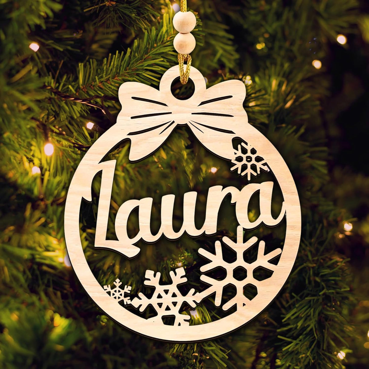 Personalized Christmas Ornaments with Names, Wooden Custom Christmas Ornament for Kids Adults Family, Custom Ornament for Christmas Tree, Personalized Ornaments with Name, Hanging Decoration Xmas Tree