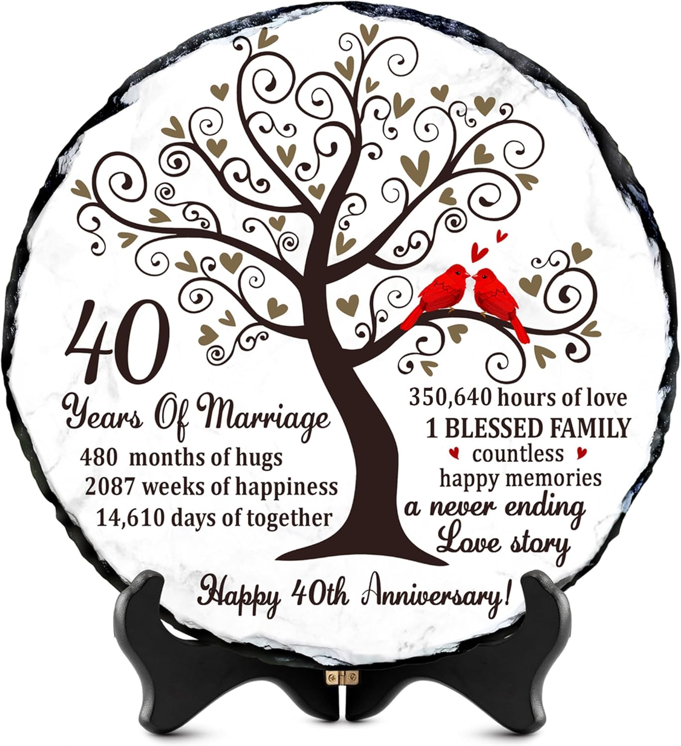 Ruby Couple Slate Plate - 40th Wedding Gifts for Parents Couple - 40th Anniversary Unique Gift Ideas - 40th Wedding Slate Plate