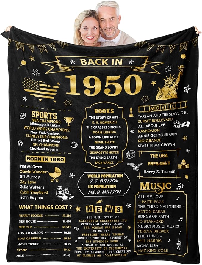 80th Birthday Gifts for Women, 80th Birthday Gifts for Men, Birthday Gifts for 80 Year Olds, Best 80 Year Old Birthday Gifts for Men Women, 1945 Birthday Gifts, Happy 80th Birthday Blanket