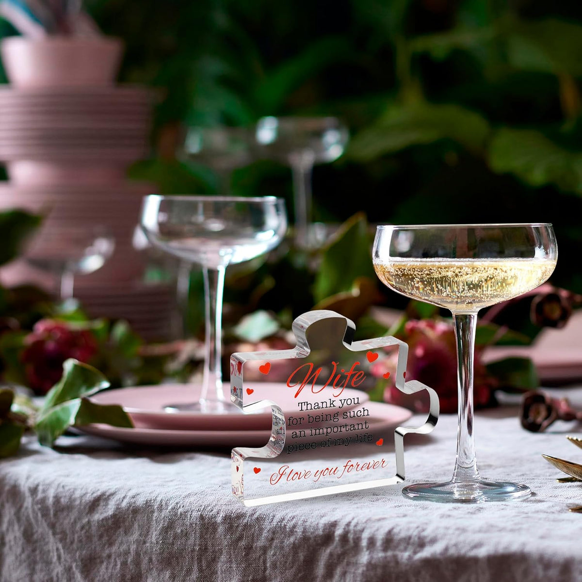 Gifts for Wife - Engraved Acrylic Block Puzzle Wife Gift - Cute Wife Gifts from Husband - Novelty Birthday Paperweights, Mother's Day, Cool for Women