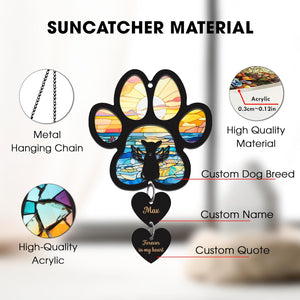 Dog Paw Pet Memorial Suncatcher, Wooden Hearts Customized With Dog Breed, Name And Message, Loss Of Dog Sympathy Gift, Dog Remembrance Gift, Dog Memorial, Dog Memorial Gifts For Loss Of Dog