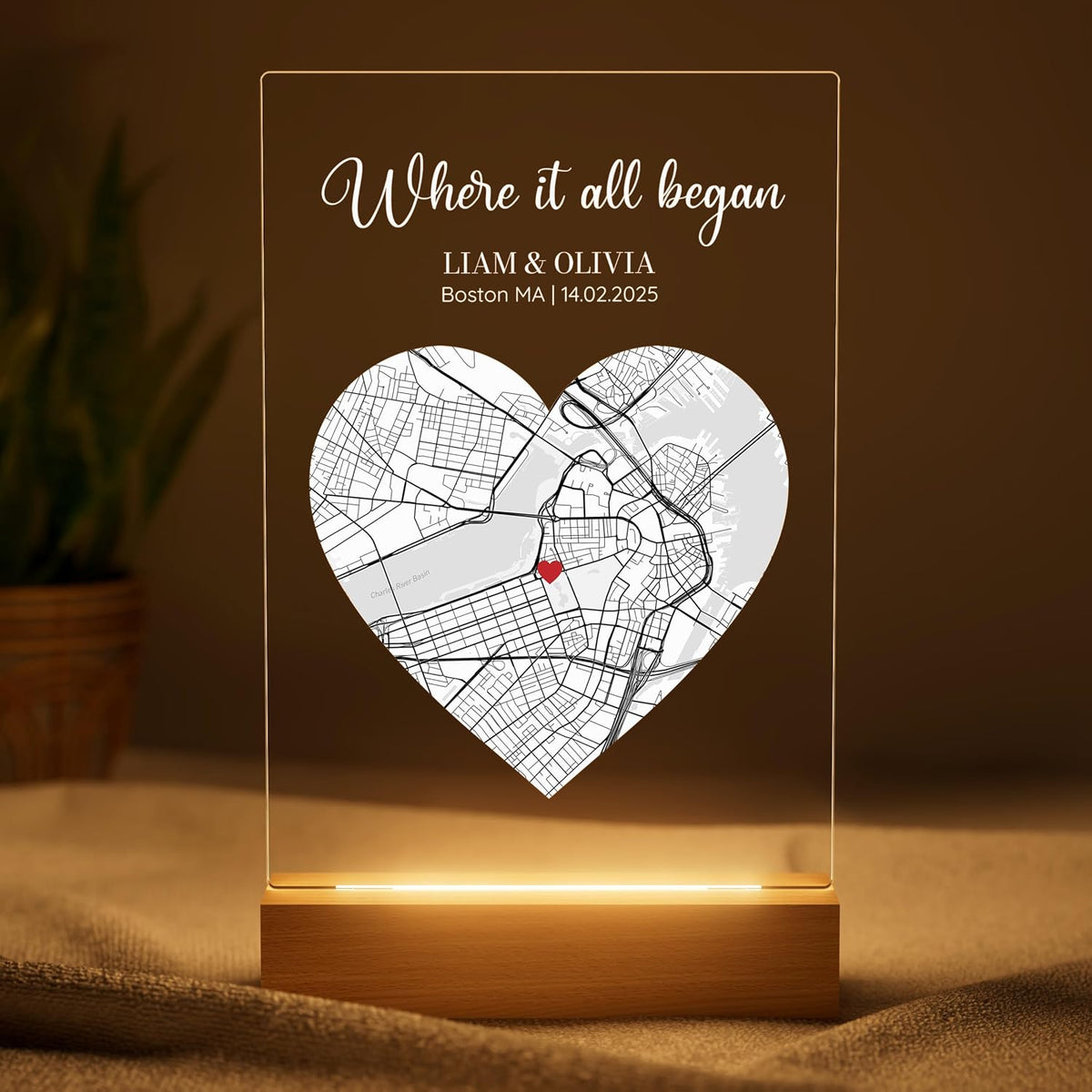 Where We Met Map Gift - Cute Boyfried Gifts From Girlfriend/Personalized Gifts For Her/I Love You Gifts For Him - Custom Plaque Personalized/Christman Presents for Boyfriend - Couple