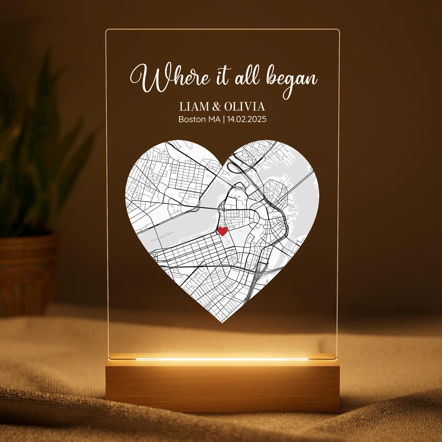 Where We Met Map Gift - Cute Boyfried Gifts From Girlfriend/Personalized Gifts For Her/I Love You Gifts For Him - Custom Plaque Personalized/Christman Presents for Boyfriend - Couple