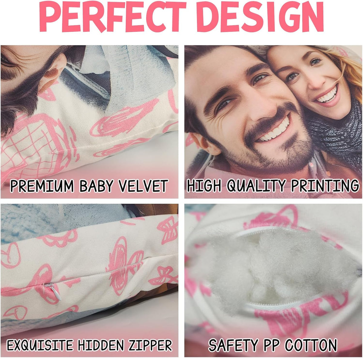 Custom Pillow - Custom Pet Pillow with Photo - Personalized Photo Shaped Dog Cat Face Pillow Gift - Customized Stuffed Animal Picture Pillows Fathers Day Memorial Gifts - Double Sided Print