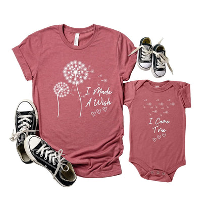 Personalized Handmade I Made a Wish, and I Came True Matching couple gift shirt for Baby Shower, Pregnancy Announcement, New Mom Gift, Newborn Hospital Outfit