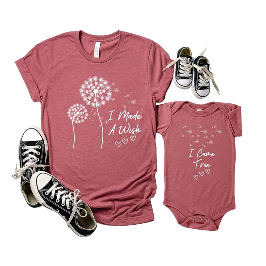Personalized Handmade I Made a Wish, and I Came True Matching couple gift shirt for Baby Shower, Pregnancy Announcement, New Mom Gift, Newborn Hospital Outfit