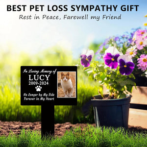 Personalized Cat Memorial Picture Grave Marker Stake Custom Pet Markers for Graves Cat Sign Pet Loss Sympathy Gift Cat Photo Tombstones for Graves Outdoor Animal Grave Markers Plaques
