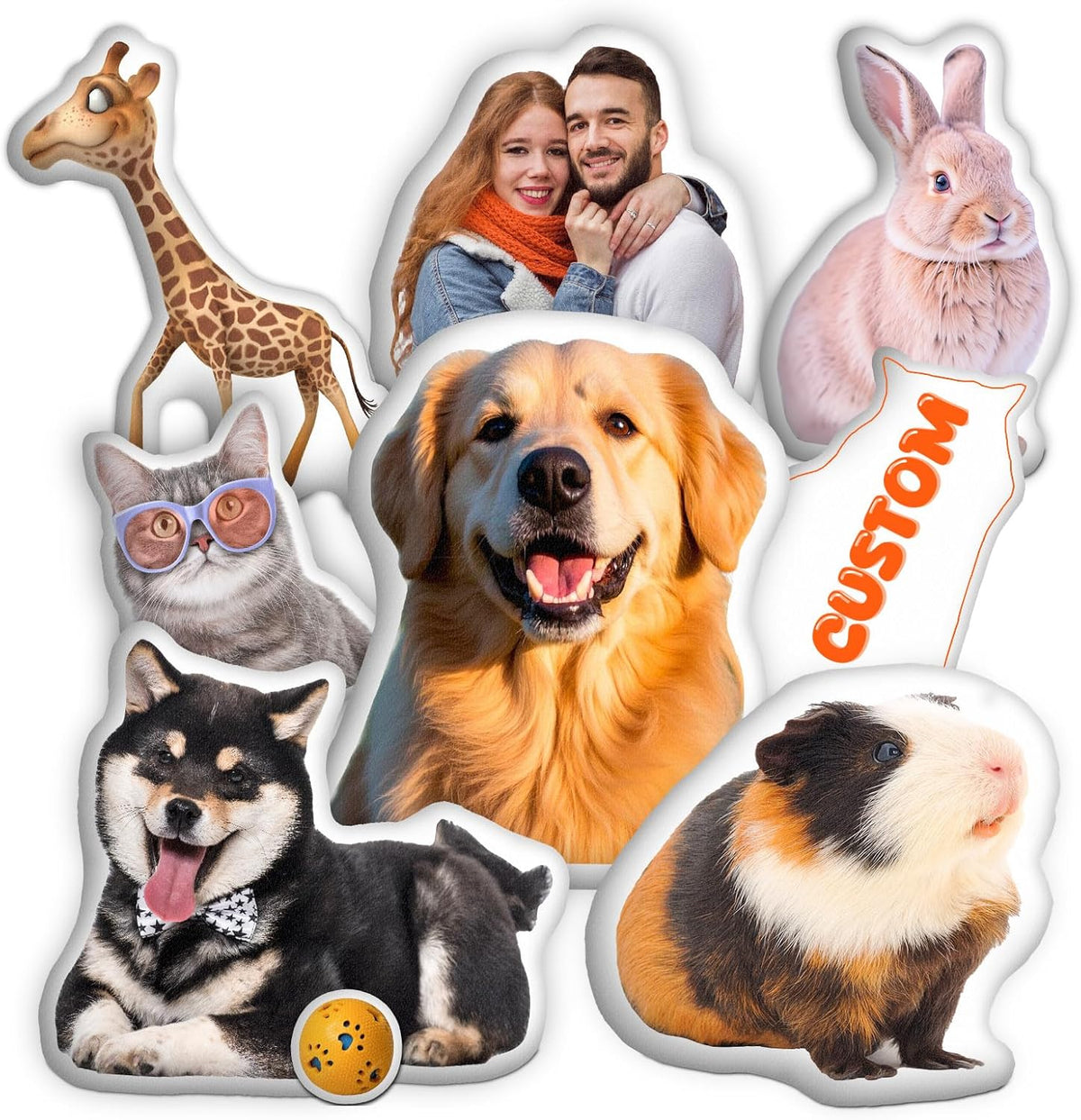 Custom Pillows with Picture, Customized Pet Pillow Personalized Photo, Custom Pet Memorial Gifts for Dogs Cats, Personalized Funny Pillow - Shaped Pillow, Customizable Cat Dog Pillow Pet