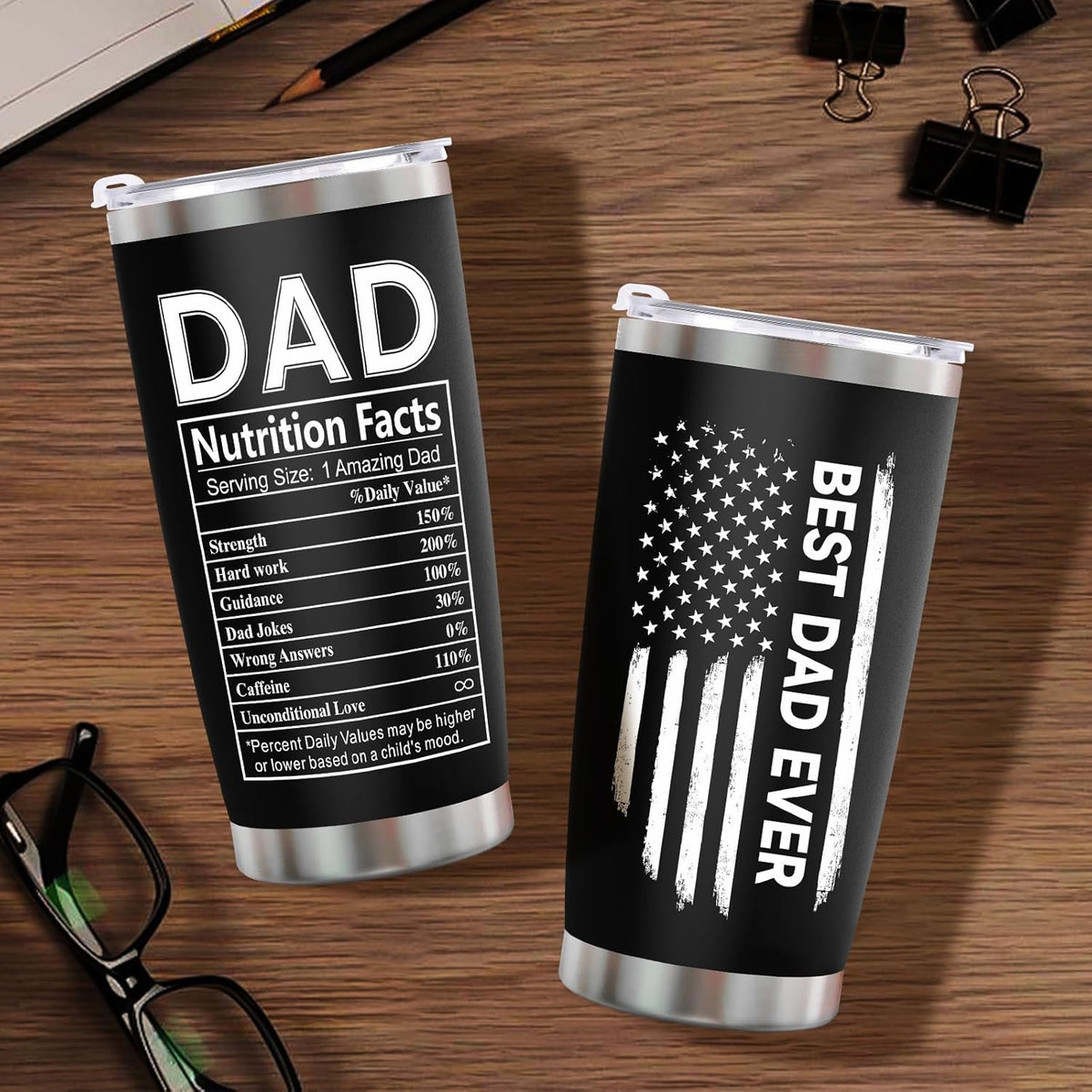 Fathers Day Dad Gifts from Daughter Son Wife kids, Gifts for Dad Stepdad Husband Daddy Grandpa Men Him Uncle, Fathers Day Christmas Birthday Anniversary Presents - 20 Oz Stainless Steel Tumbler