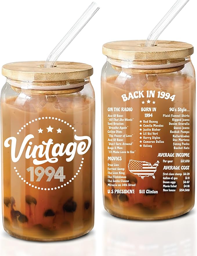 40th Birthday Gifts For Women, Her - 1985 40th Birthday Decorations For Women - 40 Year Old Gifts For Her, Mom, Wife, Sister, Friends - 11oz 16 oz 20 oz Coffee Glass