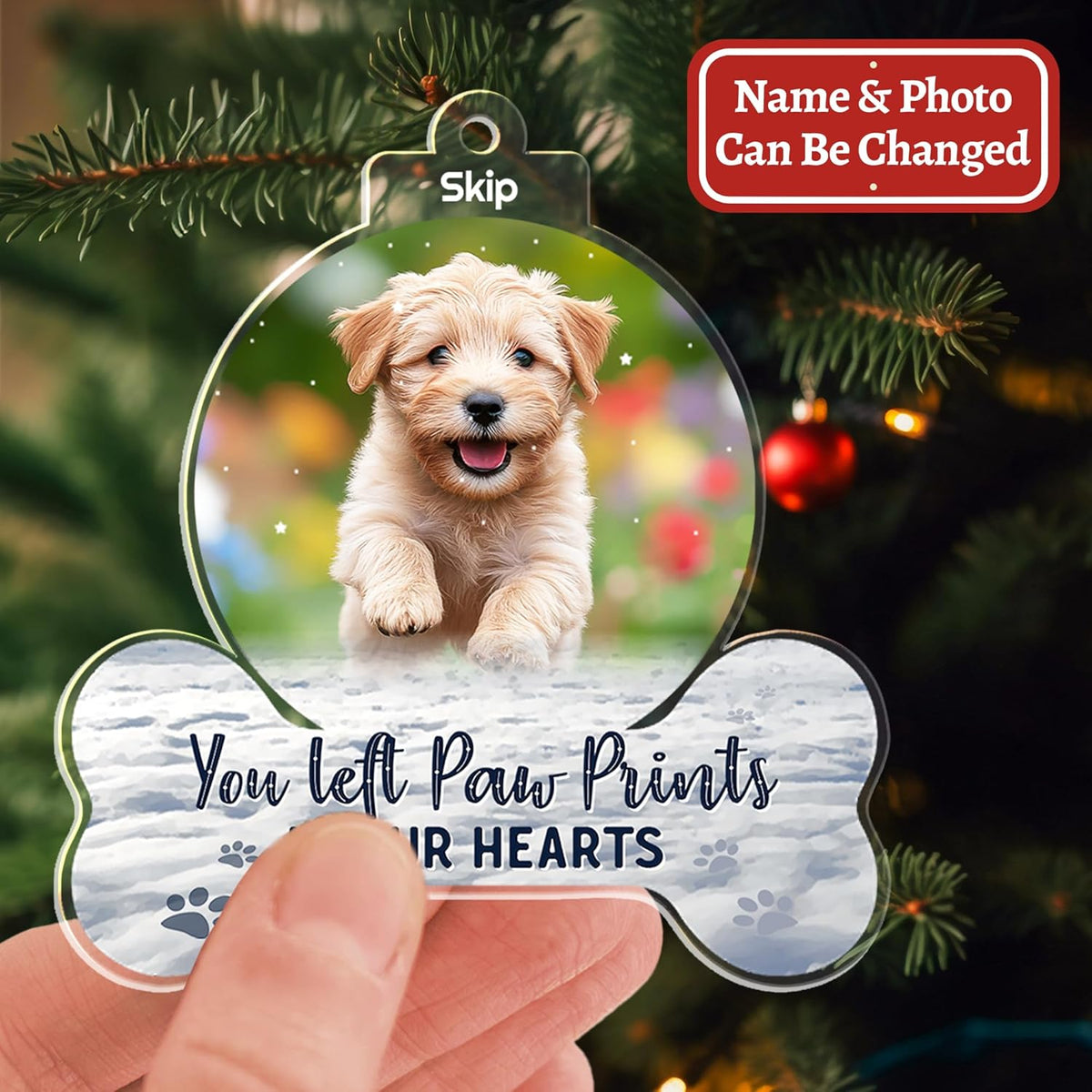 Acrylic Ornament, Forever in My Heart - Personalized Pet Memorial Photo Ornament, Custom Pet Memorial Keepsake, Perfect Christmas Memorial Gift for Pet Lovers, Dog Mom, Cat Mom (Loss of Dog)