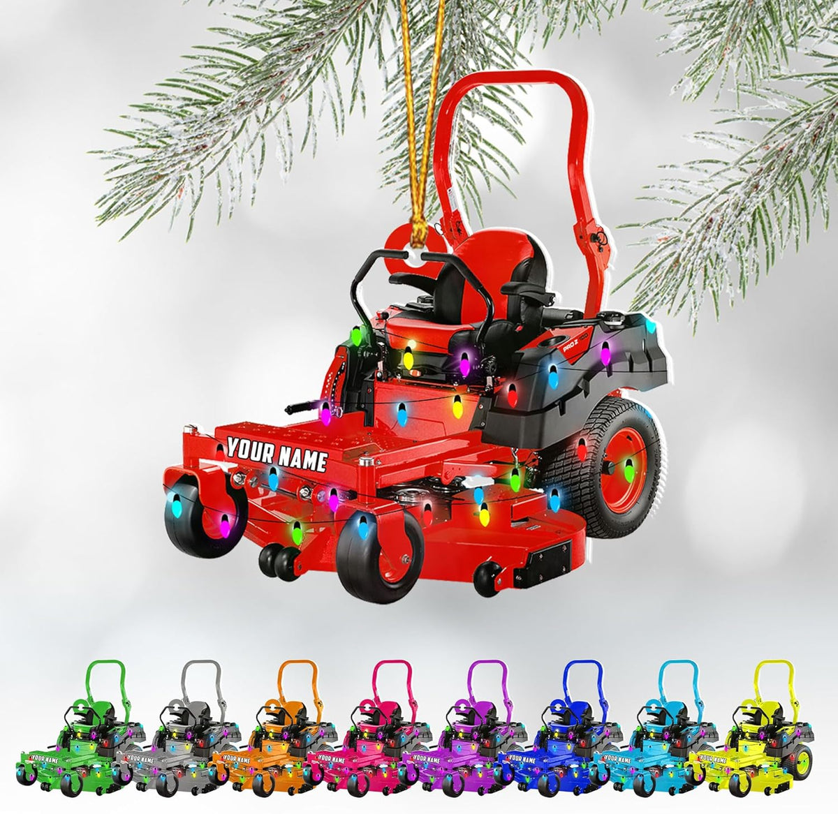 Personalized Lawn Mower Christmas Ornament Lawnmower Ornament Lawn Christmas Tree Lawnmower Ornaments with Xmas Lights Gardening Christmas Tree Ornaments