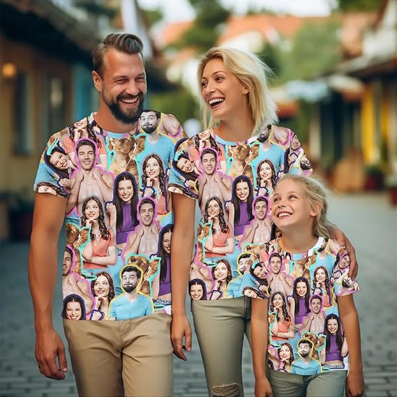 Custom T Shirts with face Personalized T Shirt for Men Women with Picture Design Your Own Shirt Birthday Gift Family Gift