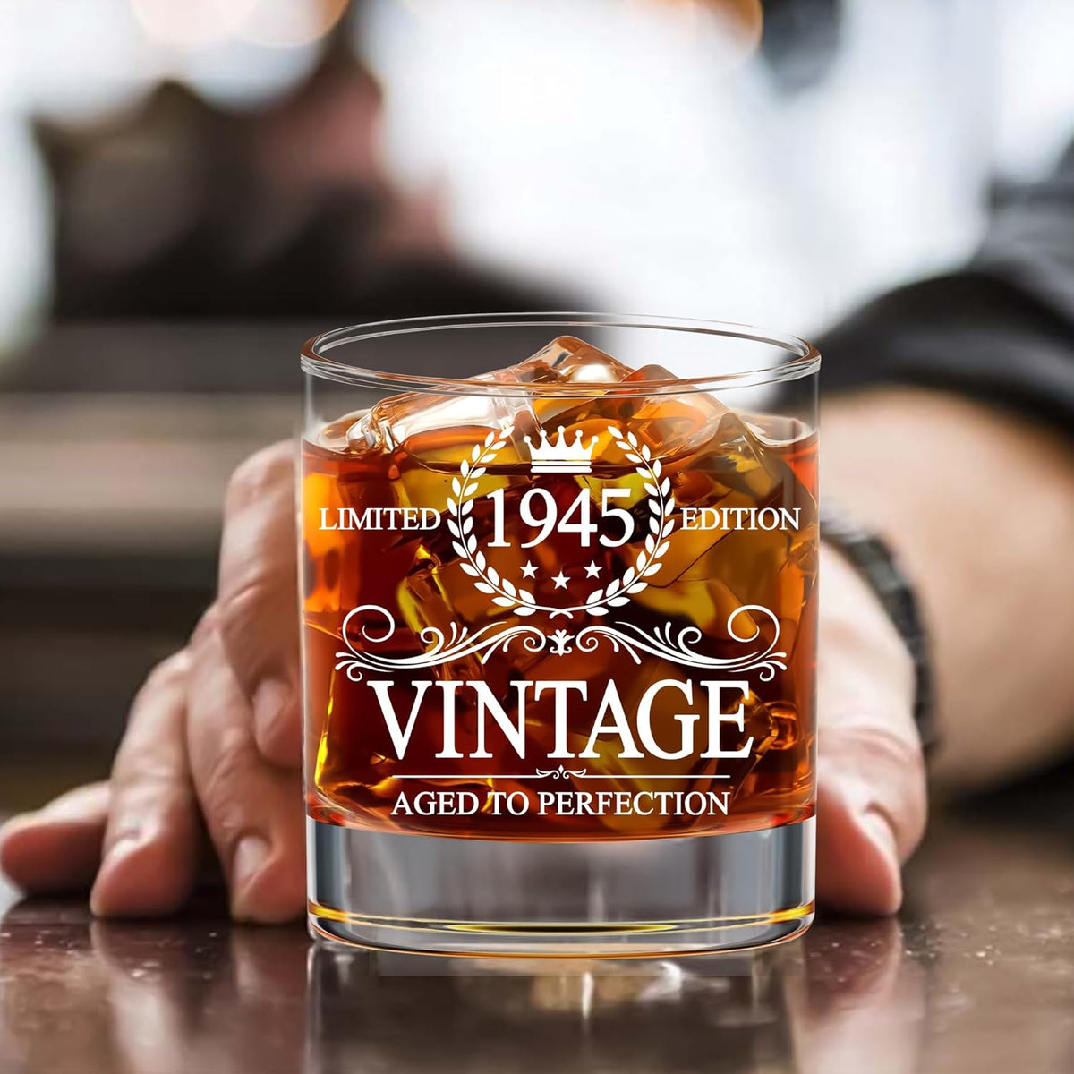 80th Birthday Gifts For Men - 80th Birthday Decorations - Gifts For 80 Year Old Man - 1945 Birthday Gifts - 80th Birthday Whiskey Glasses - Gift For 80th Birthday - 1945 Vintage Whiskey Glass