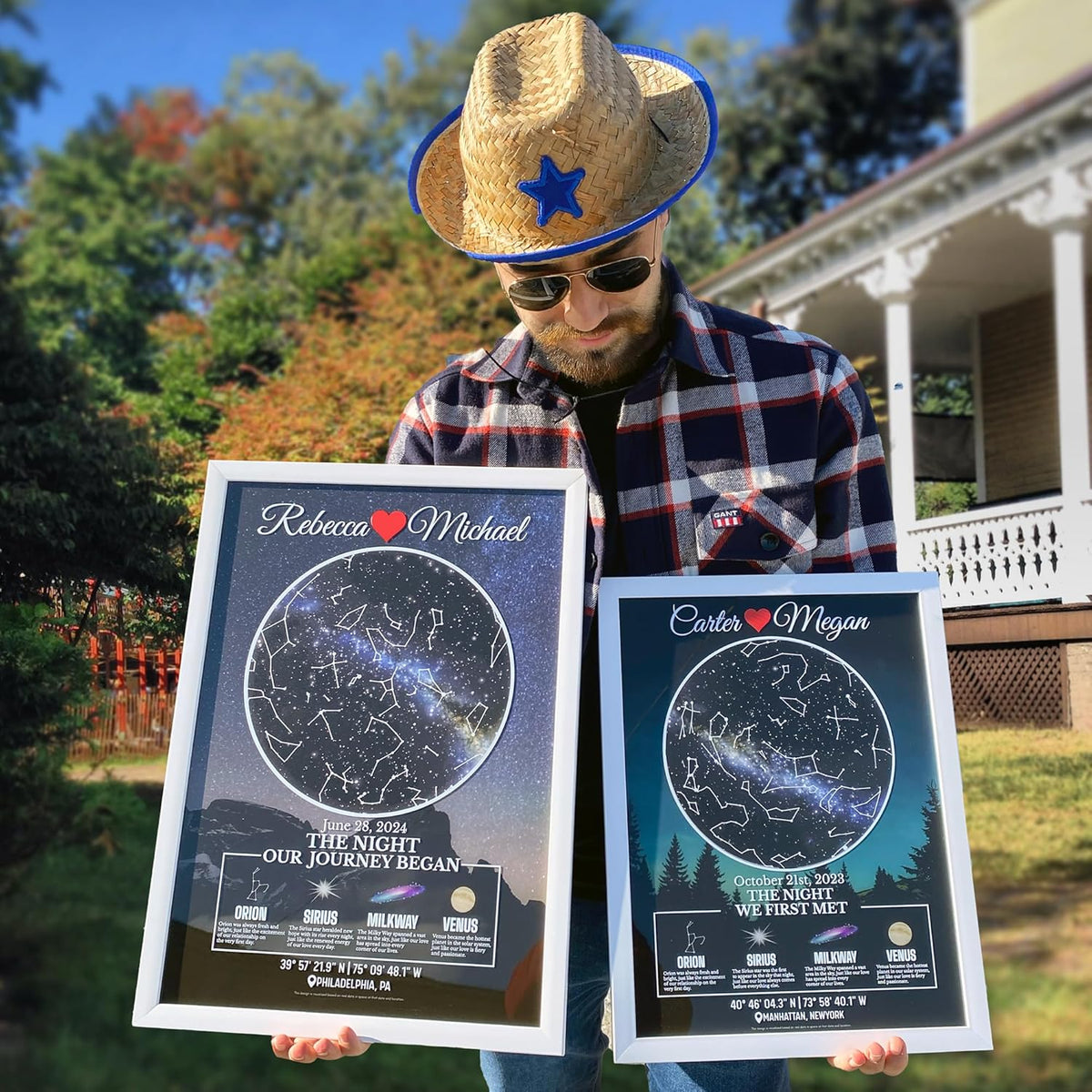 Custom Star Map for Couples Gifts, Personalized Glass Star Map for Anniversary Gift for Couples & Wife, Where We Met Map Gift, Star Map with Your Story, Unique Romantic Gift for Him Her, This Is Us