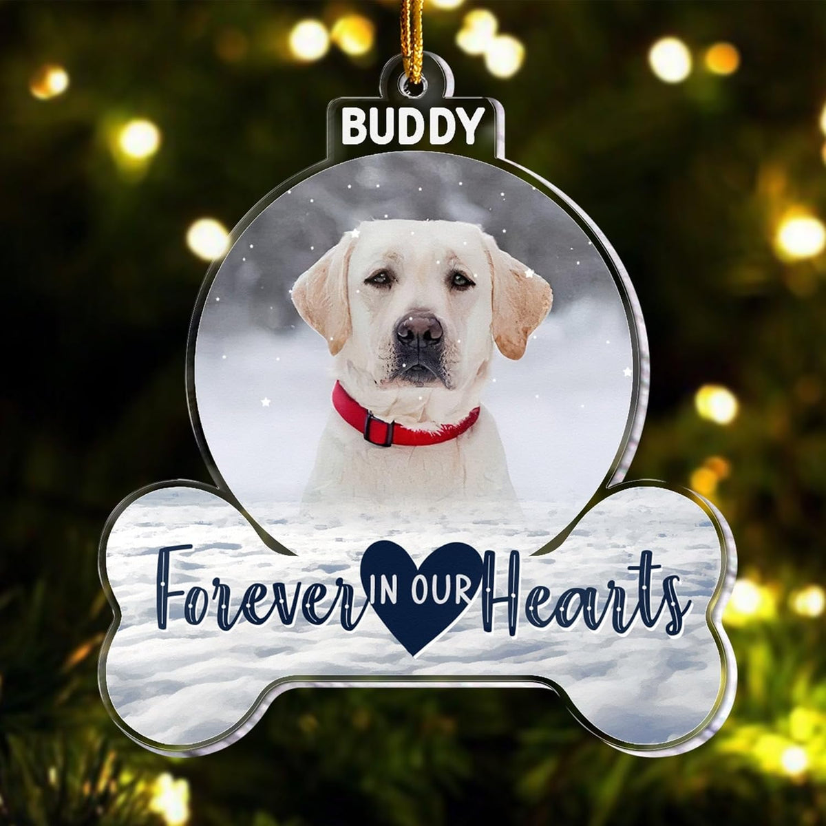 Acrylic Ornament, Forever in My Heart - Personalized Pet Memorial Photo Ornament, Custom Pet Memorial Keepsake, Perfect Christmas Memorial Gift for Pet Lovers, Dog Mom, Cat Mom (Loss of Dog)
