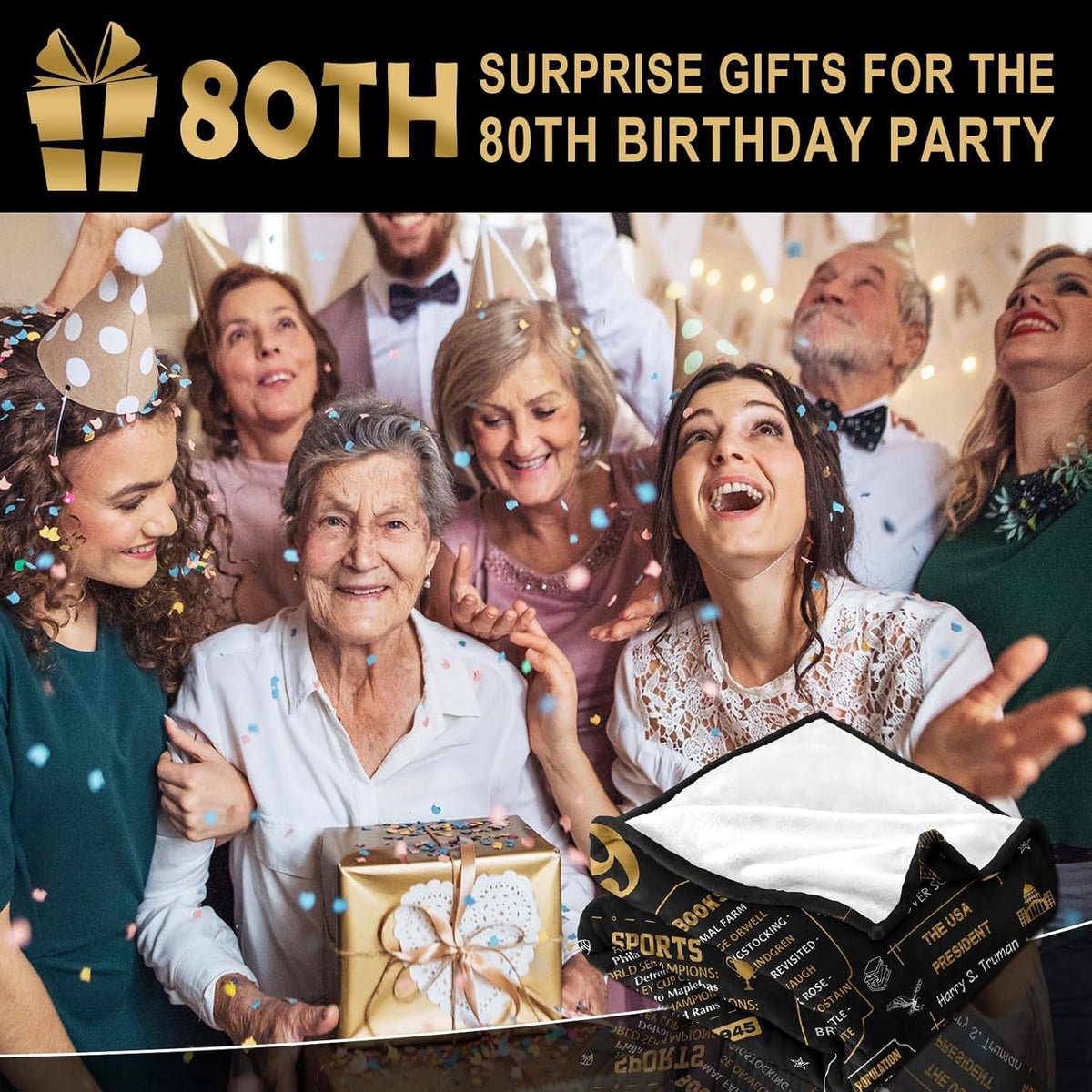 80th Birthday Gifts for Women, 80th Birthday Gifts for Men, Birthday Gifts for 80 Year Olds, Best 80 Year Old Birthday Gifts for Men Women, 1945 Birthday Gifts, Happy 80th Birthday Blanket