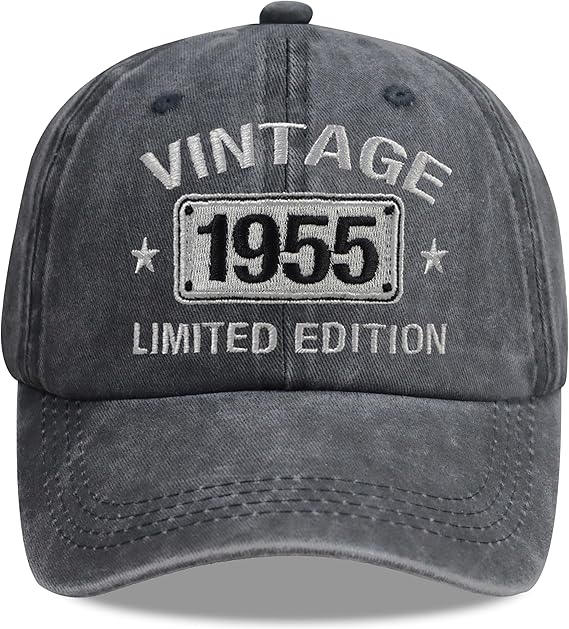70th Birthday Gifts for Men Women Hats Vintage 1955 Blue Baseball Cap Personalized Embroidery cap for Grandpa Gift For Father Vintage 1645 1955 1965 1975
